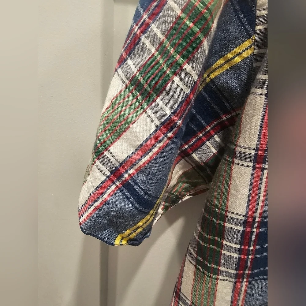 Nautica Jeans Company Boys Plaid Button Up Short Sleeve Shirt Size 16/18 XL